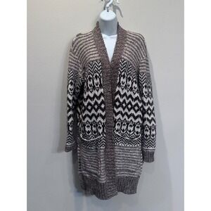 American Eagle Outfitters‎ Fair Isle Knit Cardigan Sweater Womens Medium Brown